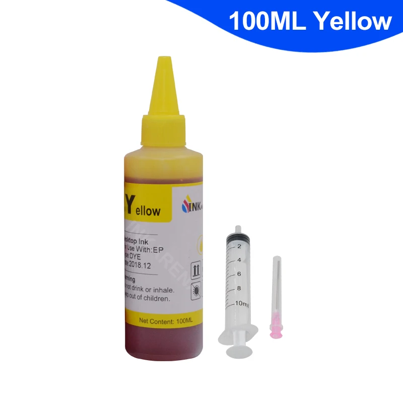 Yellow Color 100 мл флакон принтер набор для наполнения чернил для Canon hp Картридж Brother для Epson многоразовые картриджи ciss система беспрерывной подачи чернил - Цвет: Yellow Color