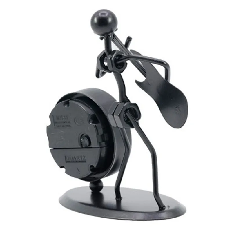 

Creative Music Man Bassist/Guitarist Manual Welding Metal Carft Desk Clock Office Home Desktop Decoration Clock