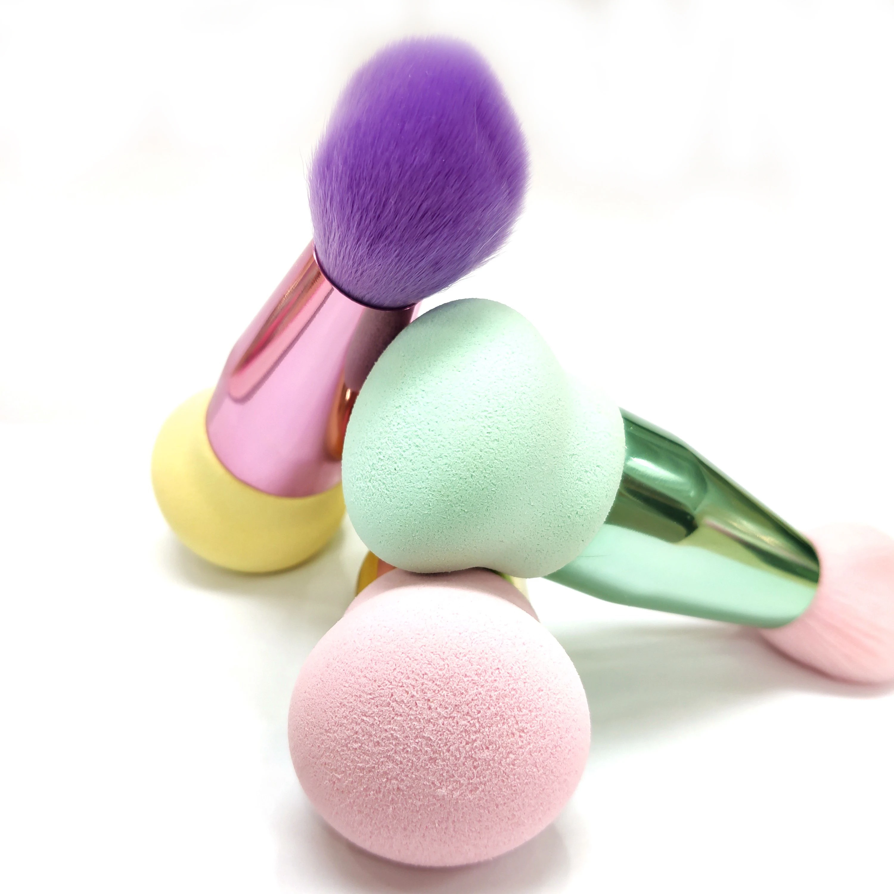 Miss Gorgeous 1pc Professional blusher brush Two Head Metal Make up Brushes 2 heads Nylon Cosmetic Tools with Sponge for Makeup | Красота и
