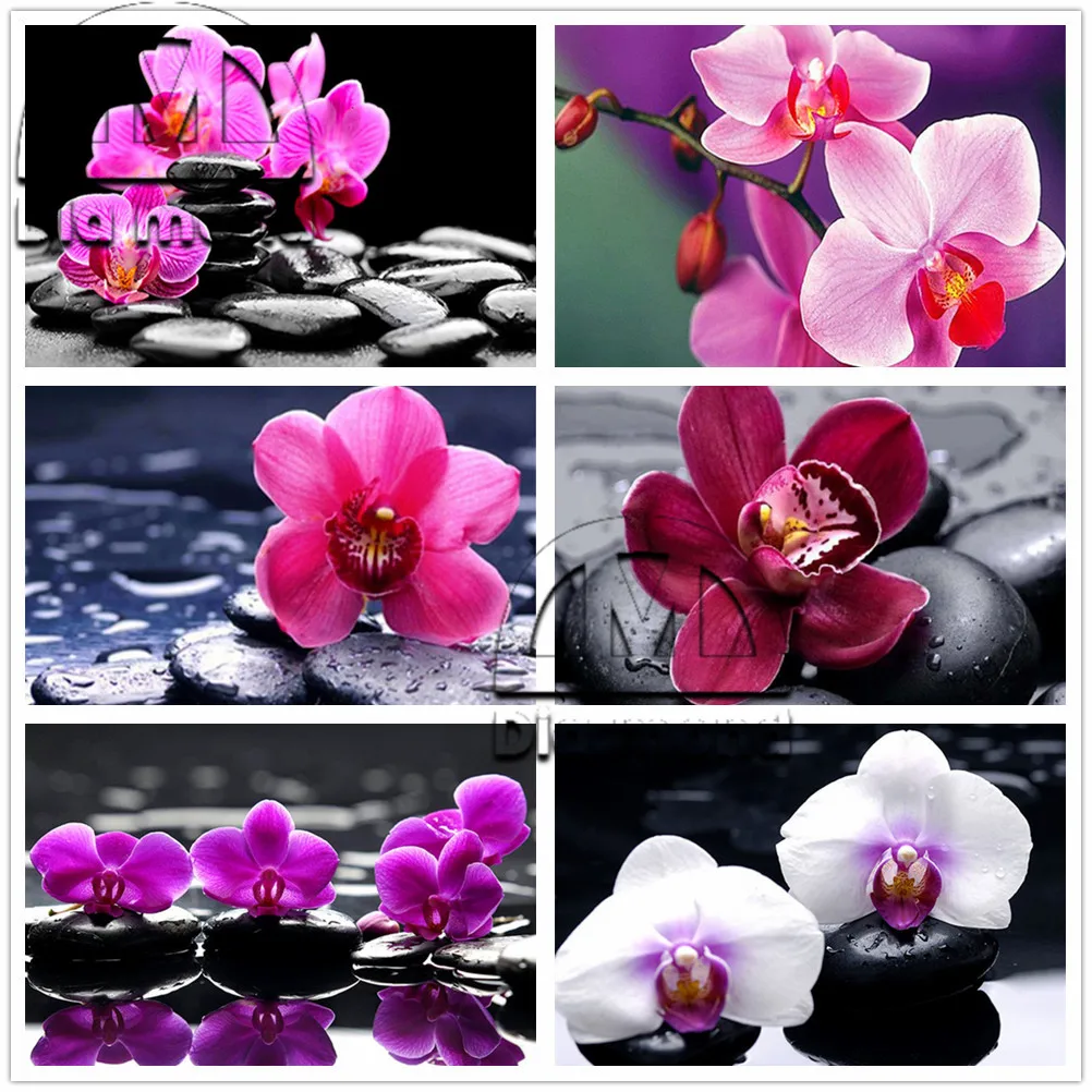 

Zen Art Full Drill Diamond Painting Orchid Flowers 5D Diy Embroidery Cross Stitch Zen Art Mosaic Rhinestone Home Decor Crafts