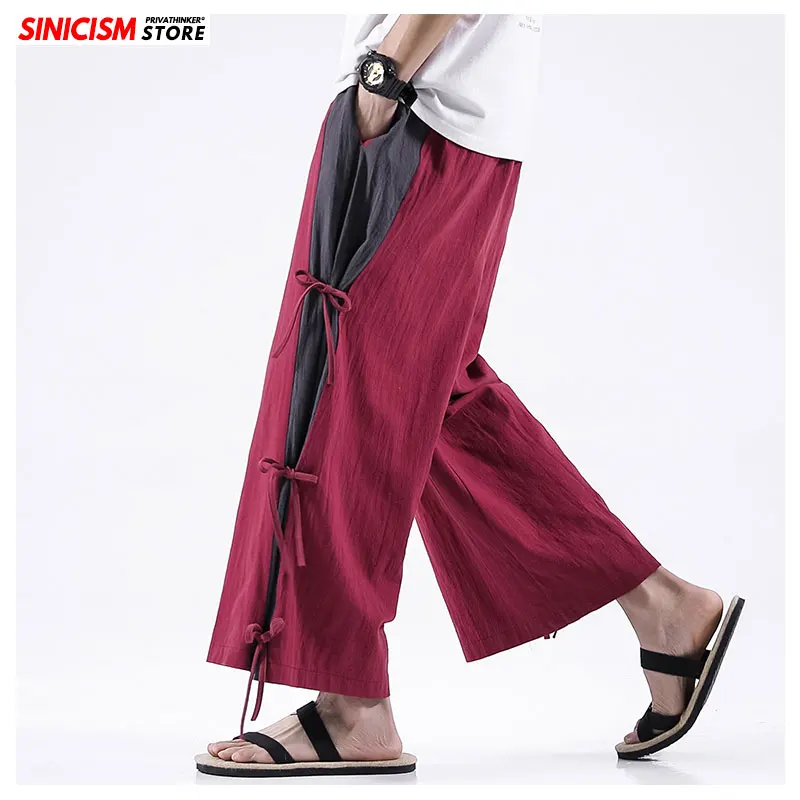 Sinicism Store 2020 мужские новые хлопковые льняные повседневные брюки винтажные широкие