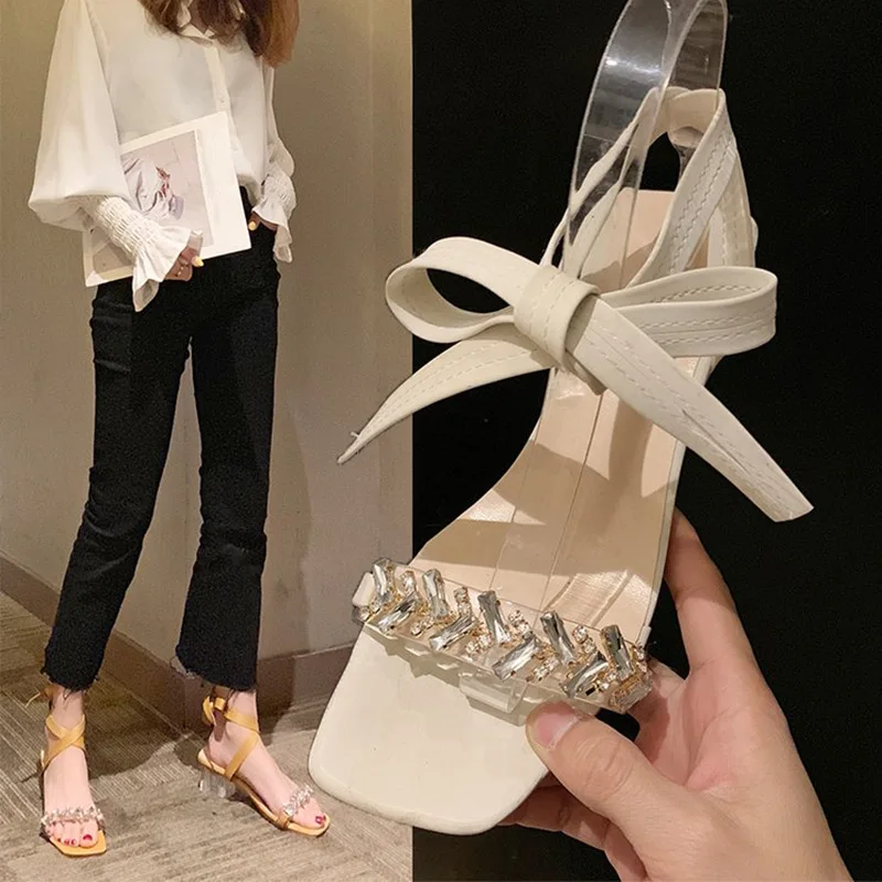 Сандалии женские с квадратным носком повседневные Модные босоножки из