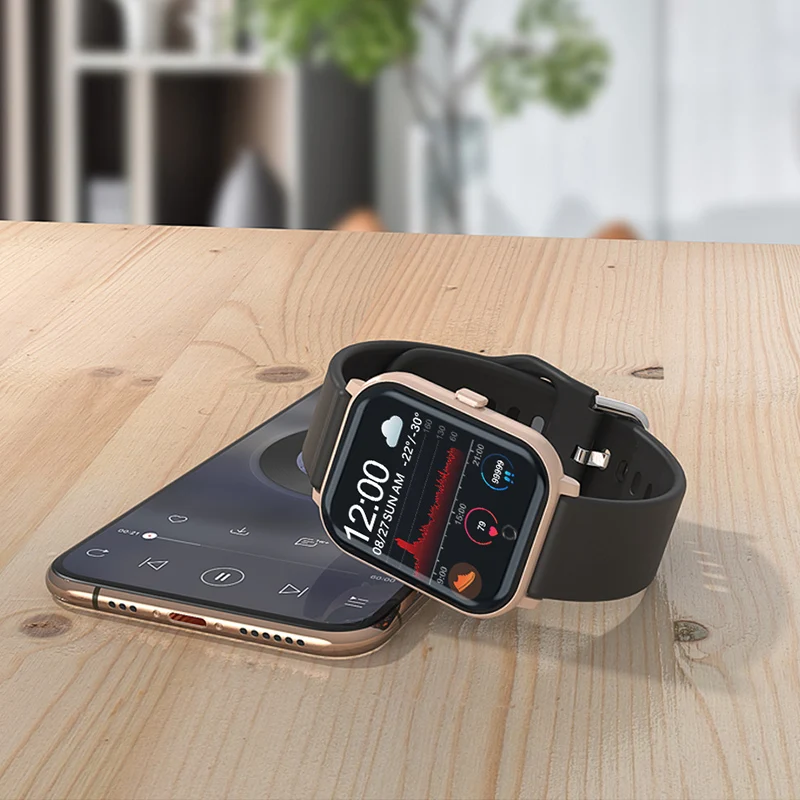 

T55 Smart watch IP67 waterproof smartwatch heart rate monitor Music control fitness tracker men women wearable for IOS Android
