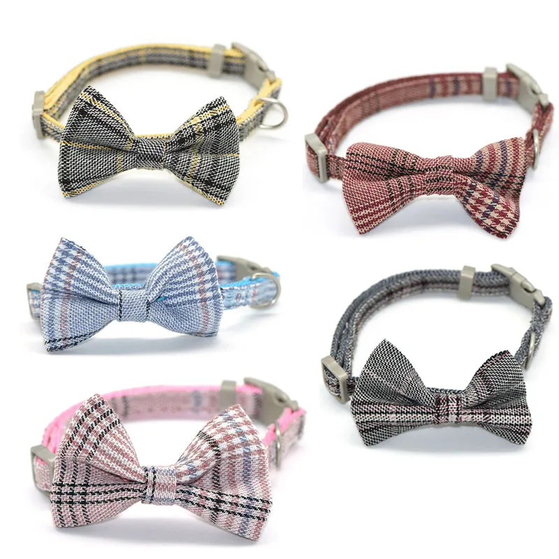 

Ошейник в клетку с галстуком-бабочкой, регулируемый, быстросъемный, для кошек и маленьких собак