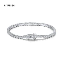 aiyanishi 925 sterling silver 3mm tennis bangle bracelet for women wedding fashion luxury bracelet jewelry girl holiday gifts