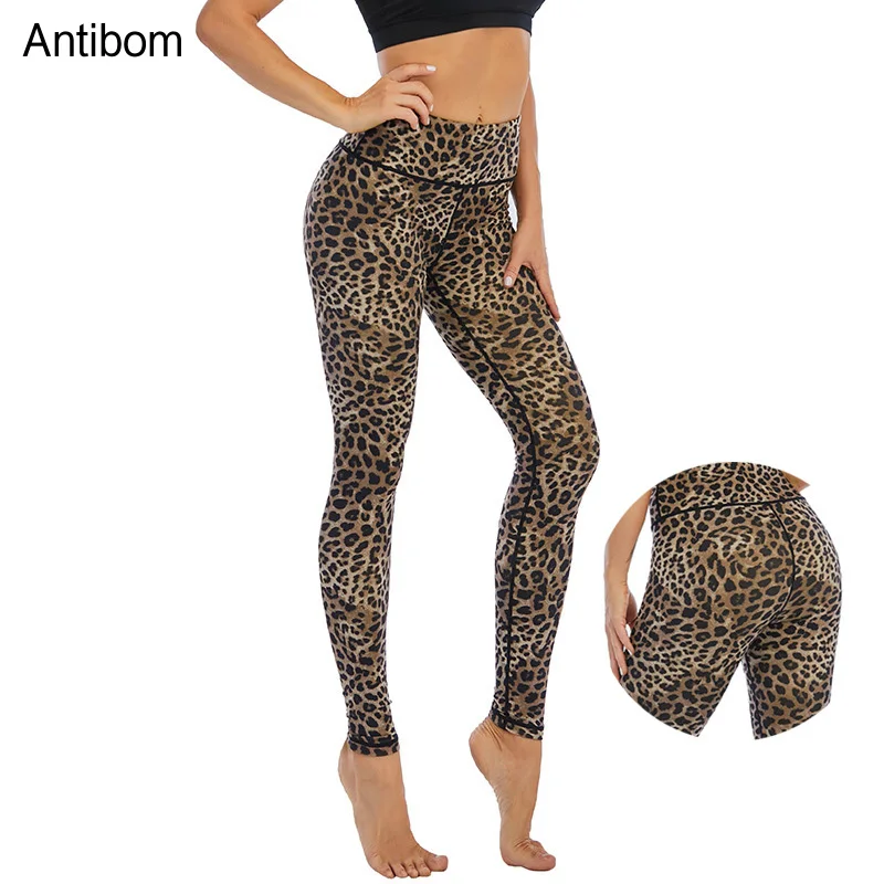 

Antibom High Waist Fitness Leopard Print Yoga Pants Stretchy Push Up Women Leggings Gym Running Training Quick Dry Sports Tights