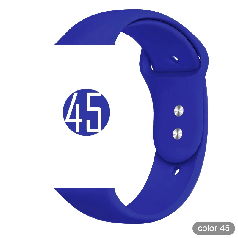 Мягкий силиконовый спортивный ремешок для Apple Watch 5 4 3 2 1 38 мм 42 мм, резиновый ремешок для часов Iwatch series 5 4 40 мм 44 мм - Цвет ремешка: Color 45