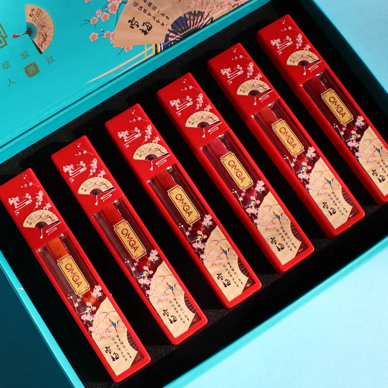 

Retro 6Pcs Packing Matte Lip Glaze Set Waterproof Long Lasting Moisturizing Lip Stick for Women Makeup Cosmetics Set Gift Box