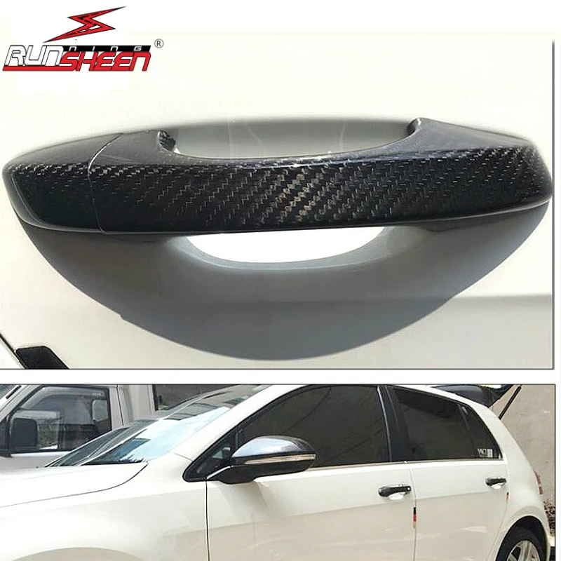 Углеродное волокно Авто ручка двери внешняя отделка крышки для Volkswagen golf 6 Passat