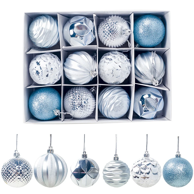 

12pcs/ Box Christmas Tree Hanging Ball Christmas Supplies Gift Decoration Colorful Ball PVC Christmas Display Ball 6cm