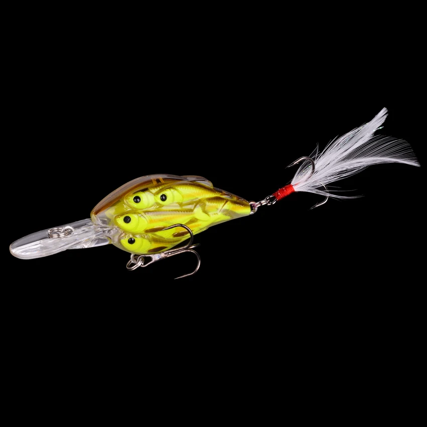 

4PCS/set 7.8cm 9.4g Group Fish Crankbait Fishing Lures Wobbler Pesca Hard Artificial Bait Bass Pike With Feather