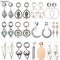 leosoxs 1 pair 6 25mm stainless steel ear crew tunnels dangle ear piercing plugs gauges screw fashion body jewelry