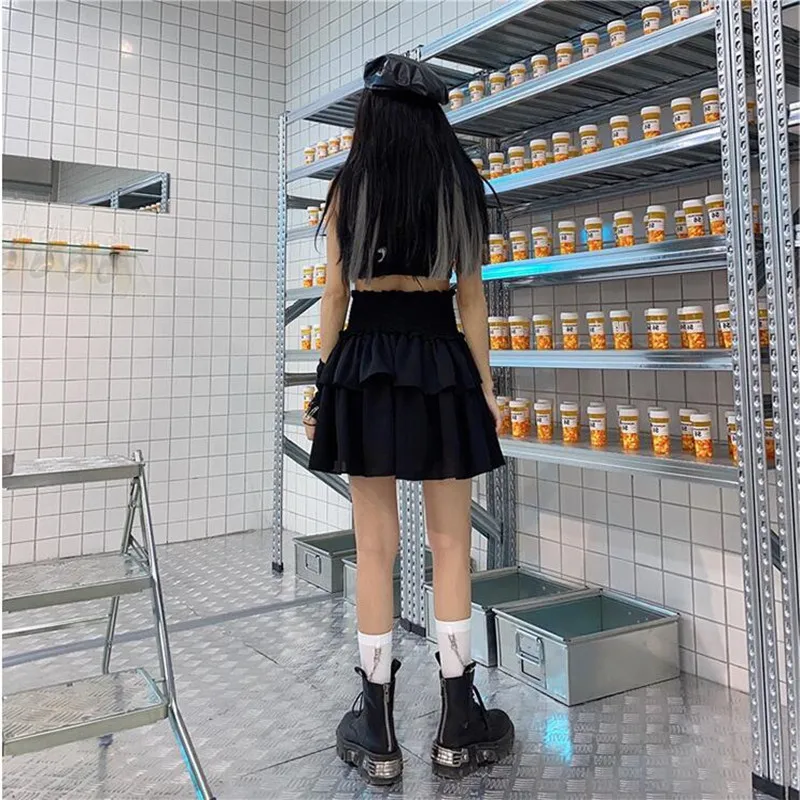 

Dark Vintage Skirt Female Summer Short Skirt High Waist 2020 New Cos Loli Girl Student Fashion Skirt