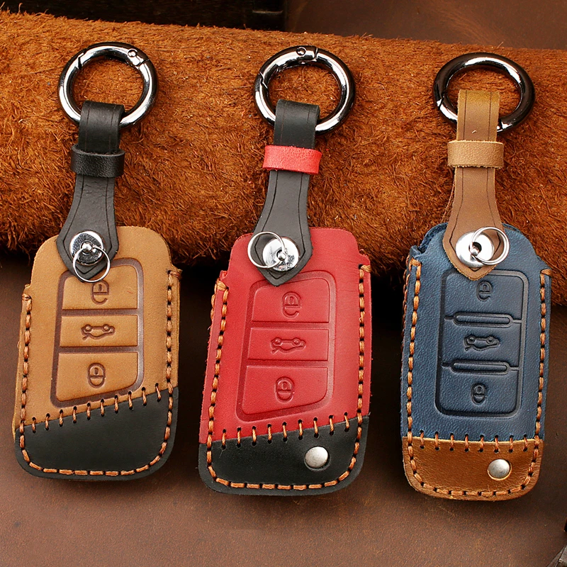 

Leather Key Case Remote Cover for Volkswagen VW Golf 7 Passat Amarok Touareg Tiguan Polo Octavia B8 Chain Holder Car Accessories