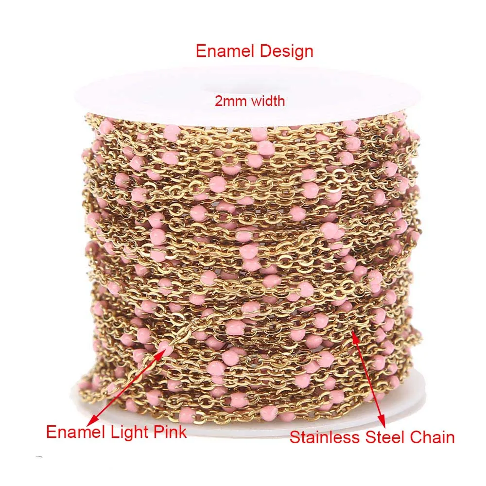 Gold Enamel Pink 1 метр ручной работы 3,5 мм Abacus стеклянные бусины золотые цепи для ожерелья браслеты ножной браслет Изготовление DIY ювелирных изделий - Цвет: Gold Enamel Pink