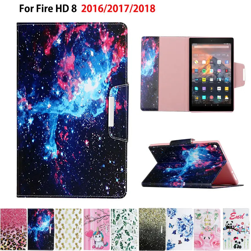 Чехол для Amazon Fire HD 8 2018 2017 2016 чехол HD8 6th 7th 8th Generation с мультяшным принтом | Компьютеры
