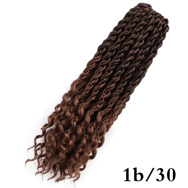 1B/30HL Элегантные Музы богемные вязанные косички Faux locs Curly вязанные волосы 18 дюймов 24 пряди Омбре косички для наращивания синтетические волосы - Цвет: 1B/30HL