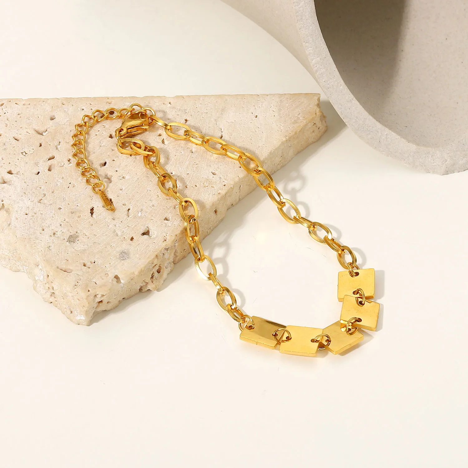 Браслет ручной работы из нержавеющей стали очаровательное позолоченное золото 18