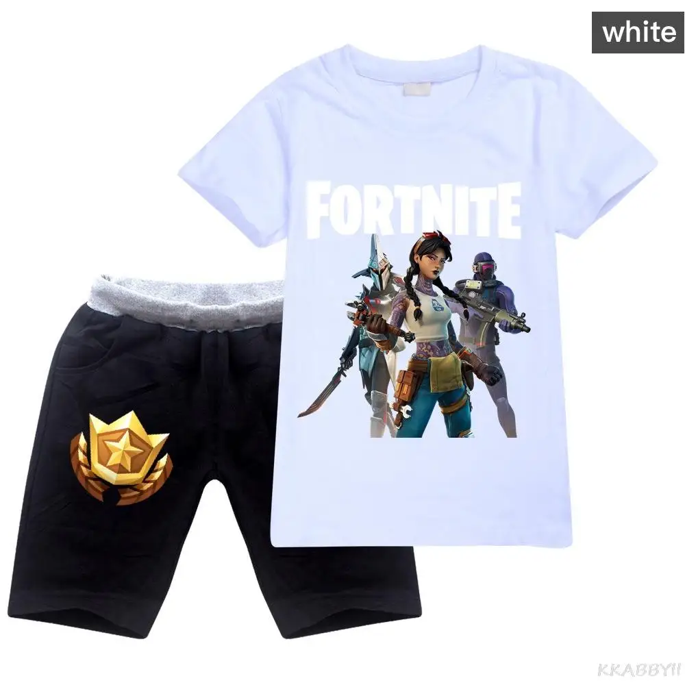 Комплект одежды для мальчиков Fortnites летние детские штаны футболка Мультяшные