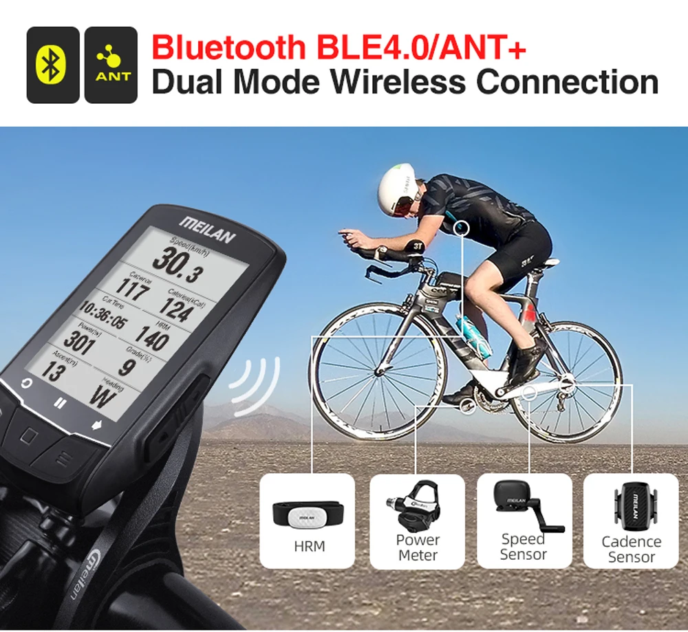 Meilan M1/M2 GPS велосипедный компьютер беспроводной Спидометр навигация одометр ANT +