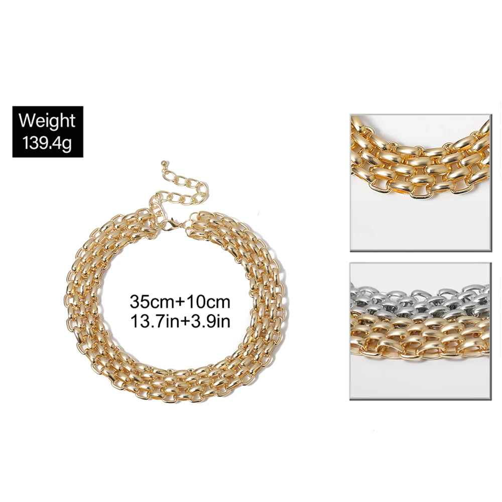 Колье-чокер женское в стиле панк массивное золотого цвета | Украшения и