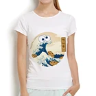 Женская Повседневная футболка с коротким рукавом Cookie Wave off Kanagawa, белая футболка с забавным рисунком, уличная футболка kawaii, лето 2019