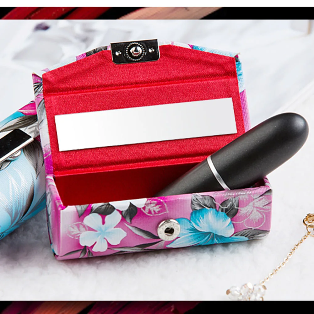 Кожаный чехол для помады с зеркалом традиционная Китайская бижутерия цветочным