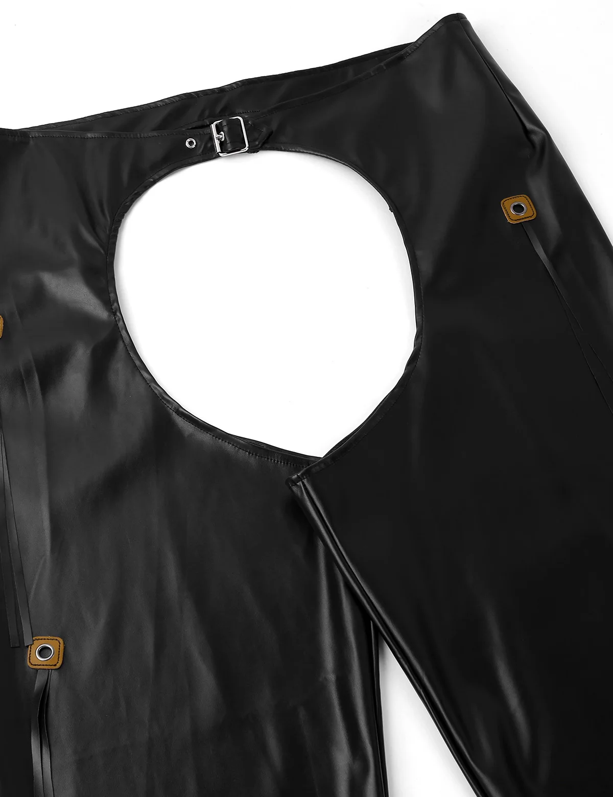 Мужские однотонные кожаные брюки черные длинные с вырезами сексуальное нижнее