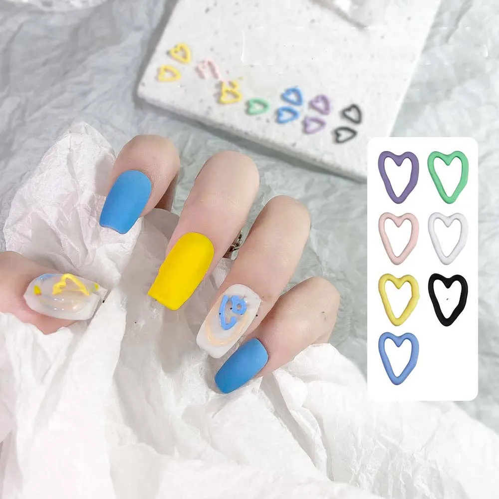 

Frosted hollow love nail jewelry Japanese girl heart small fresh three-dimensional metal new nail decoration