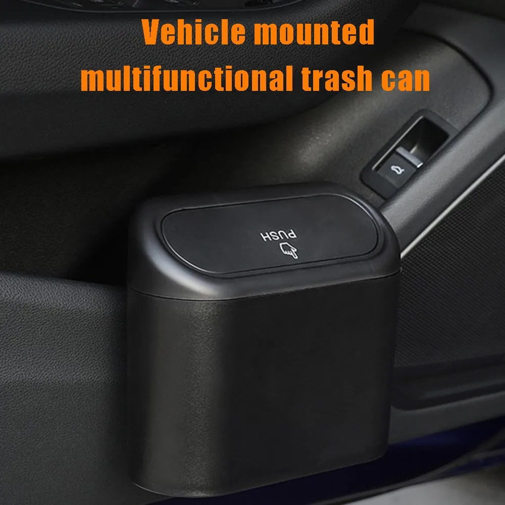 

Portable Hanging Mini Car Trash Can Wastebasket Trash Can with Lid Automotive Trash Bin Holder Garbage Plastic Desktop Trash Can