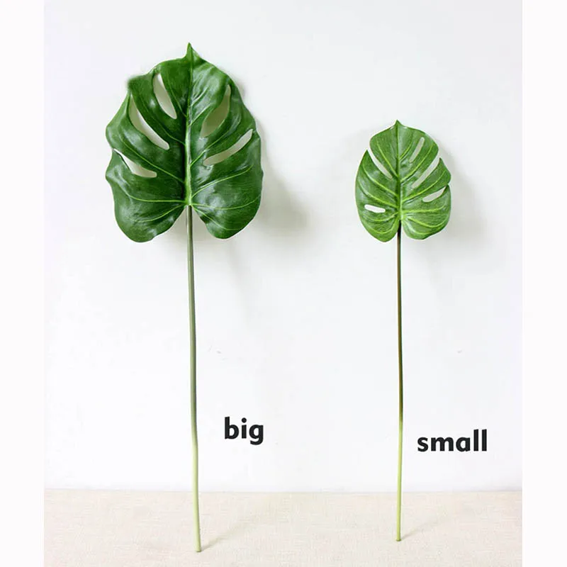 Пластиковые искусственные большие листья пальмы с покрытием монстеры на ощупь