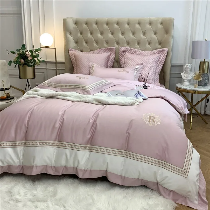 melhor Premium Retalhos Bordado Capa De Edredão 1000tc Algodão Egípcio Luxo Conjunto Cama Folha Fronhas Rainha Rei Tamanho 4/6 Pçs