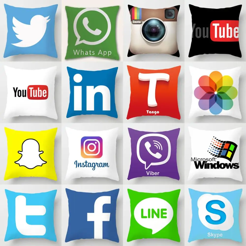 Наволочка для подушки ZENGIA Facebook Youtube Tango Snapchat Instagram Skype Wechat Viber Tik наволочка