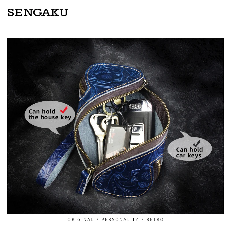 Genuine Leather Keychain Men Women Key Bag Key Holder Organizer Car Key Wallet Housekeeper Key case Mini Card Bag