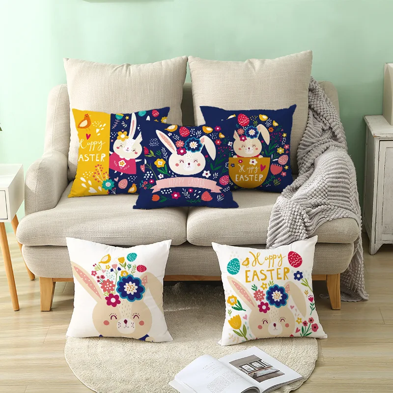 

Decorative Easter Pillow case Cushion Cover 1 pc Polyester Velvet Rabbit Bunny Sofa Car Throw Pillows Cushion Covers 45x45cm
