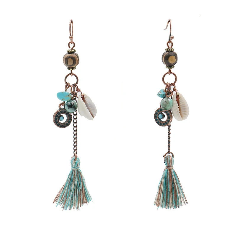 Богемные стильные хлопковые драгоценные серьги Кисточки для женщин ручной