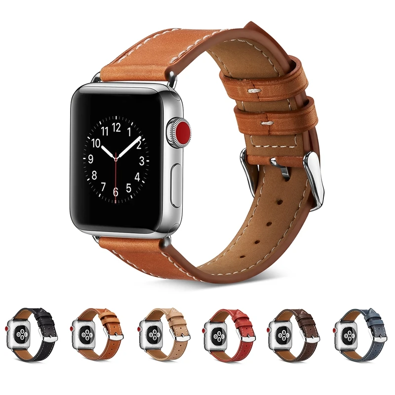 Новый Сменный ремешок из воловьей кожи для смарт часов Apple watch Series 1/2/3/4/5 Sport &