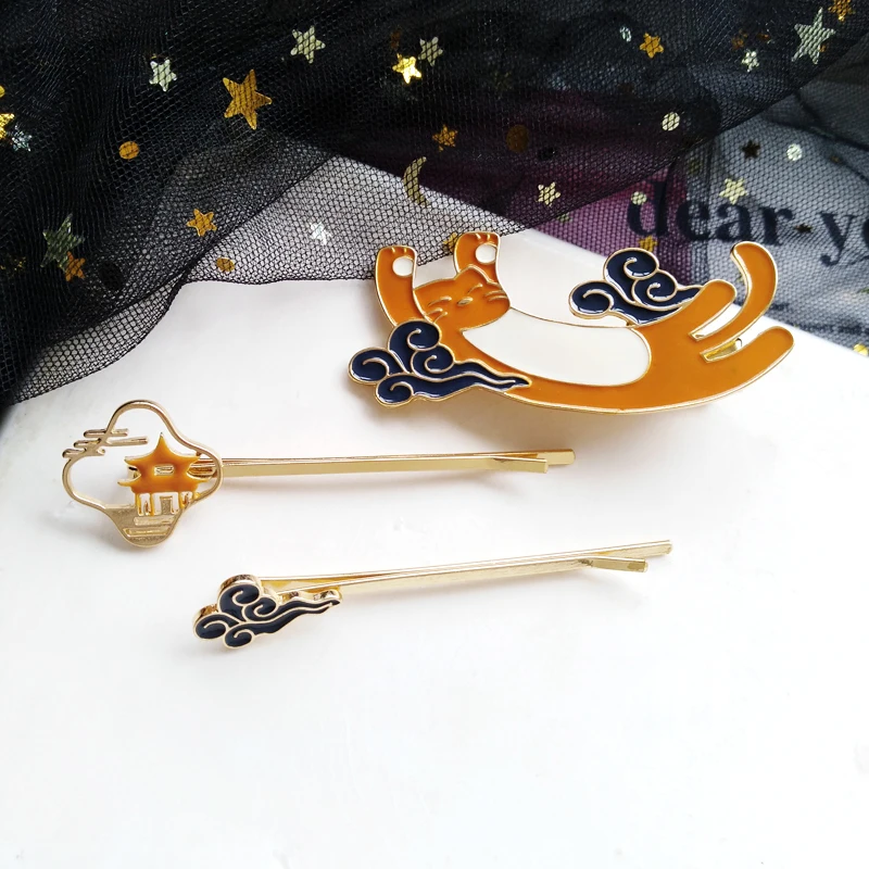 Заколки для волос Timlee H016 заколки из сплава с кошачьими облаками и ласточками