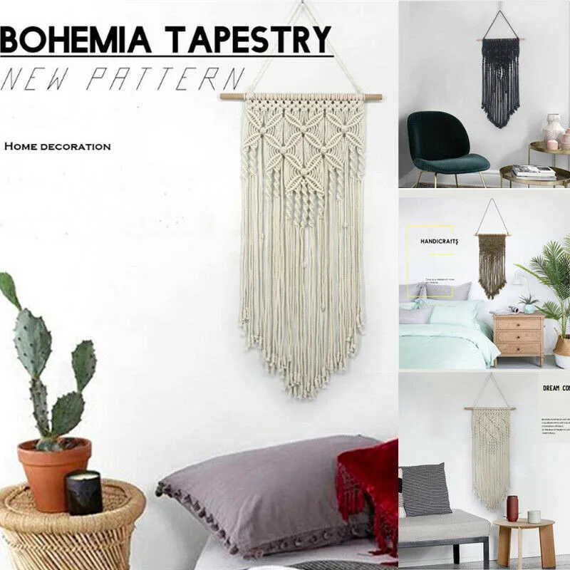 Ручной работы гобелен в стиле бохо Макраме Тканые настенные Висячие украшения
