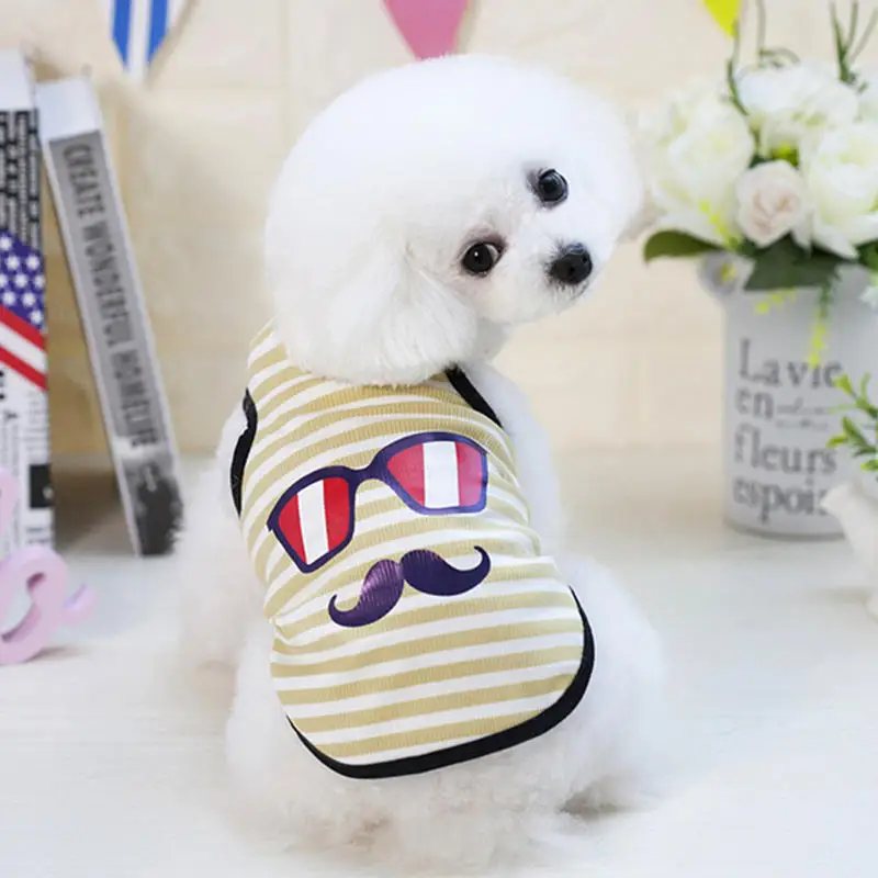 

Pet clothing dog clothing pet clothing vest spring and summer new glasses mustache vest thin