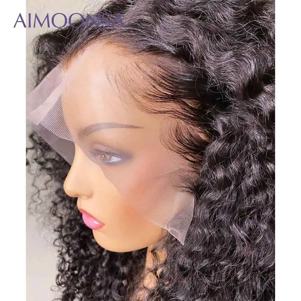 Кудрявый кудрявый парик с глубокой частью 13x4 на сетке спереди 180 плотность