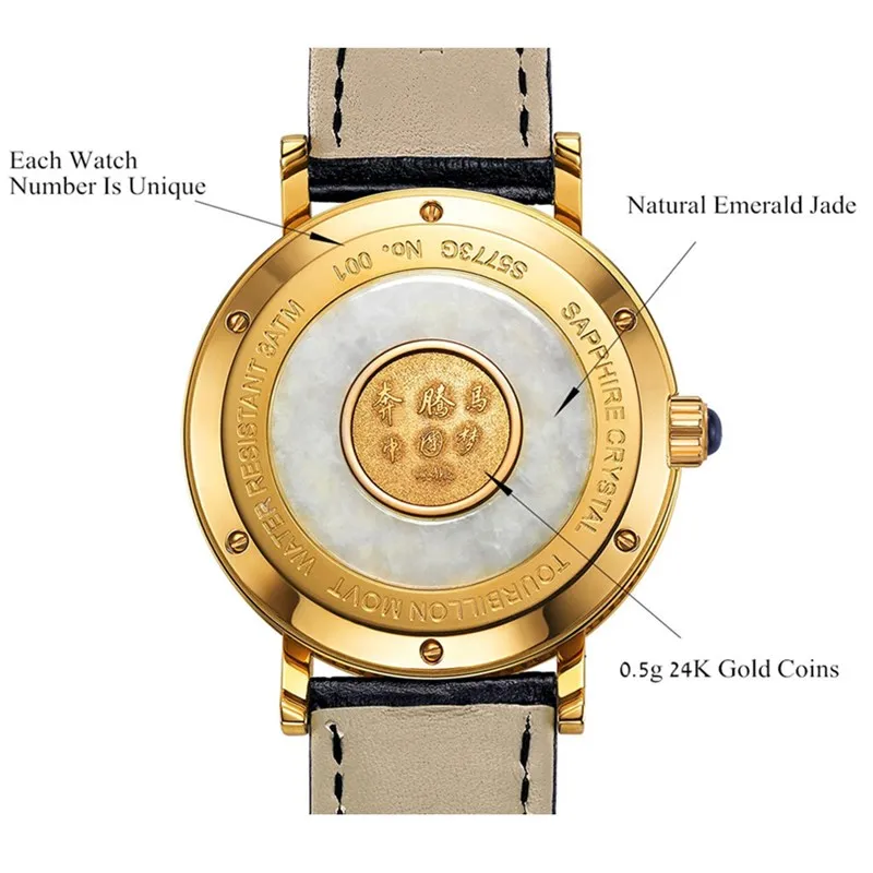 2020 натуральный бриллиант нефритовый Для мужчин Tourbillon механические часы