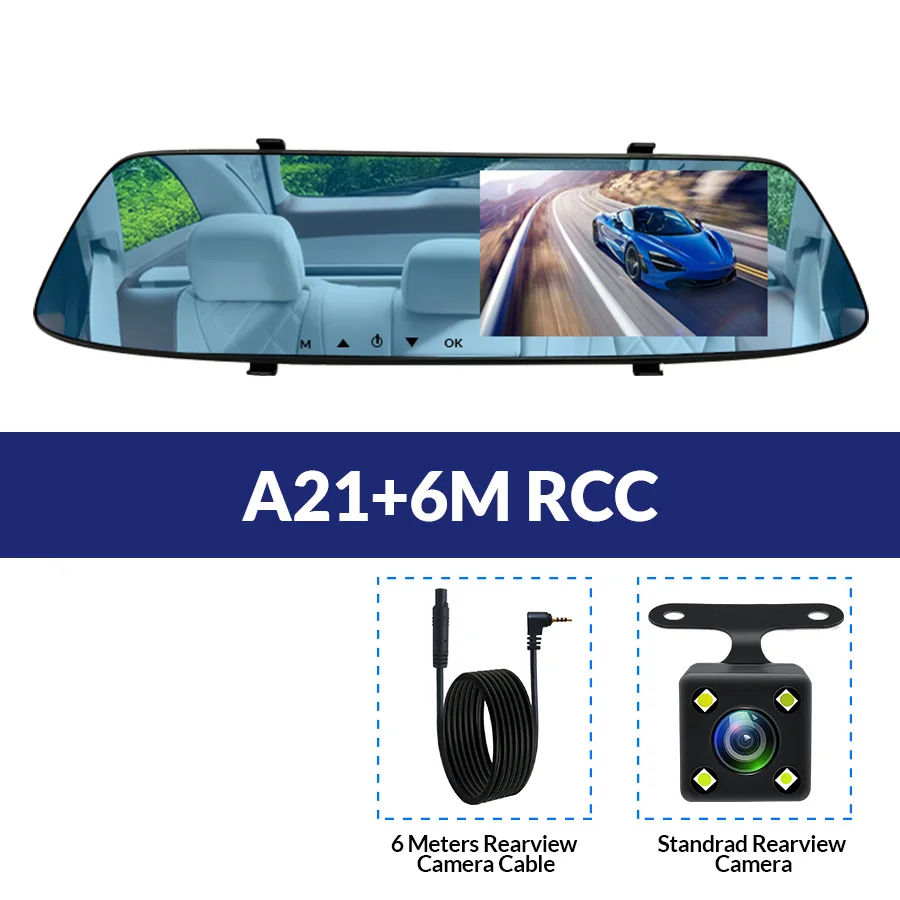 E-ACE Автомобильная dvr камера 5,0 дюймов с сенсорным зеркалом FHD 1080P Автомобильный видеорегистратор Автомобильный регистратор Dashcam двойной объектив с камерой заднего вида - Название цвета: With Rear Camara