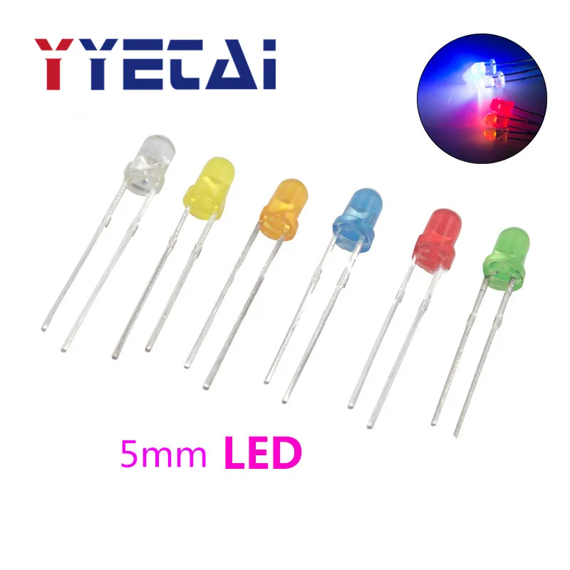 Новинка 1000 шт. 5 мм Φ с полями F5 светодиодный светильник красный синий зеленый