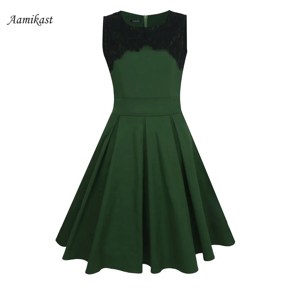 

Women Dresses Lace Summer Dress 1950s 60s Vintage Retro Rockabilly Swing Party With Belt A-line Dresses robe