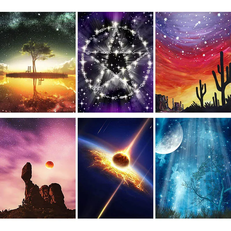 

5D Diamond Painting Meteor Star Full Square Round Cross Stitch DIY Diamond Embroidery Sunset Scenery Hobby Home Decor Gift T2