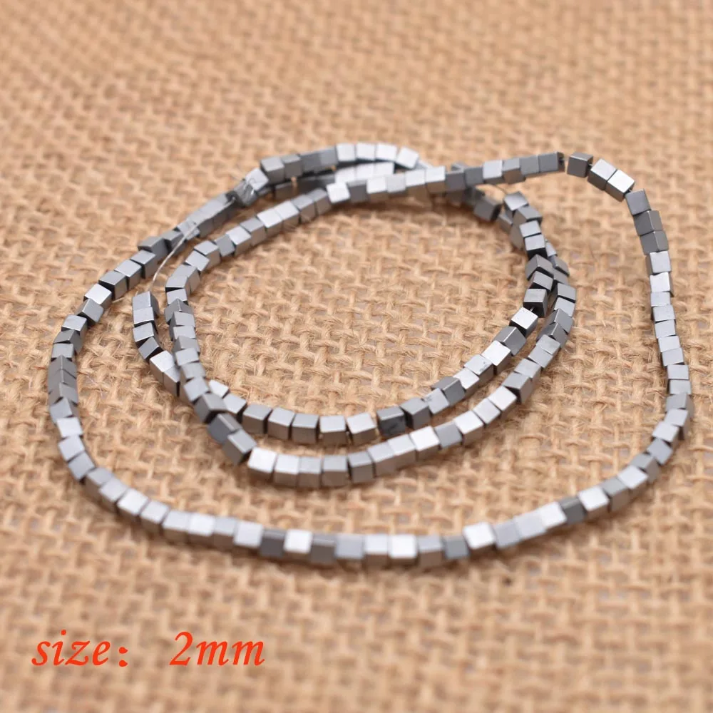 18-2mm matte 2 мм Сияющий натуральный камень гематит свободные разделительные Квадратные бусины покрытые цветными квадратными бусинами для изготовления ювелирных изделий Аксессуары - Цвет: 18-2mm matte
