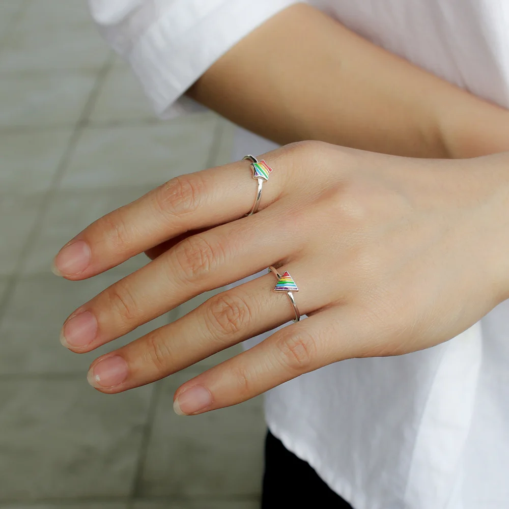 Trusta 100% Серебро 925 пробы модные ювелирные изделия Радужный треугольник звезда