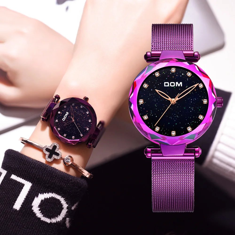 DOM брендовые роскошные женские часы со звездным небом минимализм модные