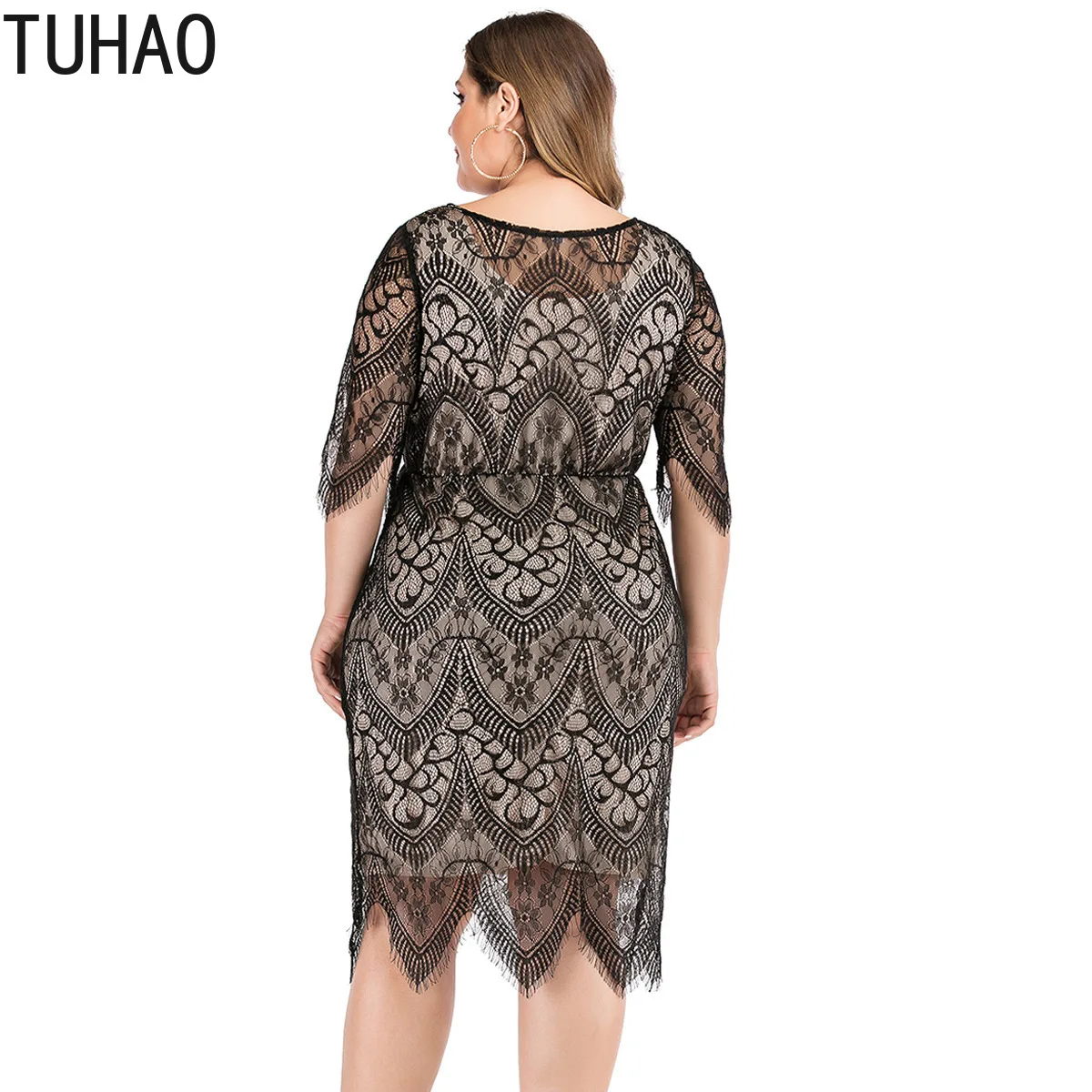 Женское кружевное платье TUHAO весеннее вечернее большого размера 6XL 5X 4XL с длинным